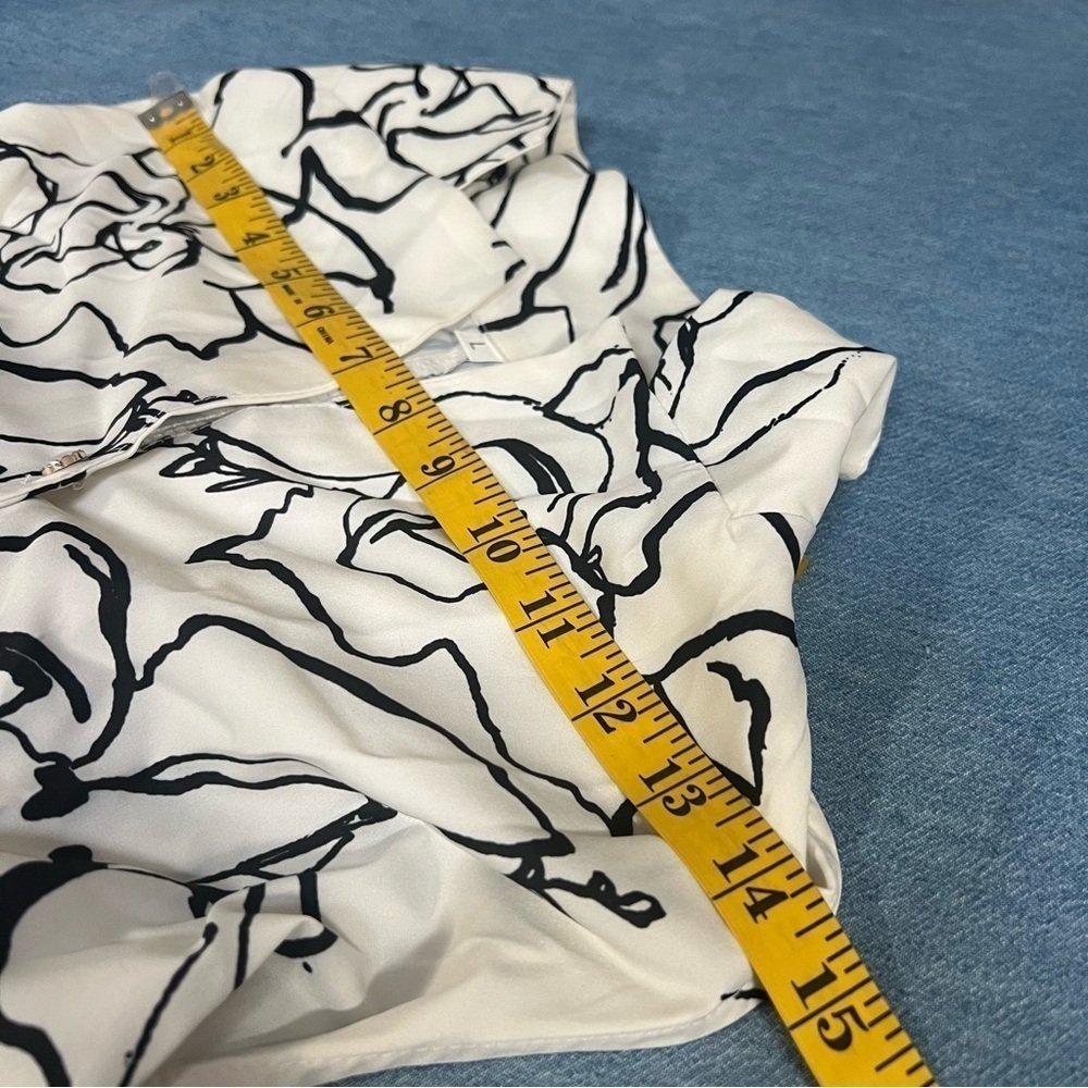 Poetic Bloom White Black Floral Shirt Button Down Dress - Picture 13 of 13